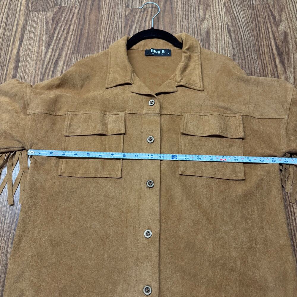 Blue B Collection Faux Suede Fringe Western Shacket Cowgirl Concert Festival S - Picture 6 of 7
